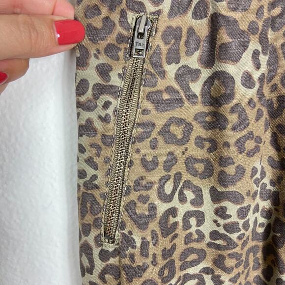 Aritzia Tna Alix Pants Size XXS Leopard Print Joggers Brown Cotton Zip‎ Pockets - Picture 3 of 9